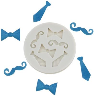 China Luckycivia Bowties Beard Mini Fondant Cake Candy Molds Disposable Silicone Food Grade Chocolate for sale