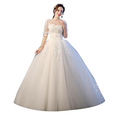 China New Breathable Favorable Cheap Ivory Wedding Dresses Off Shoulder With Floor Length Bridal Dress for sale