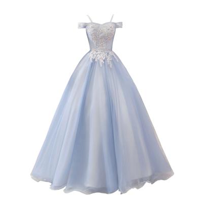 China Wholesale Breathable Ball Gown Blue Even Ball Gowns Floor Length Wedding Party Prom A-Line Dress For Woemen for sale