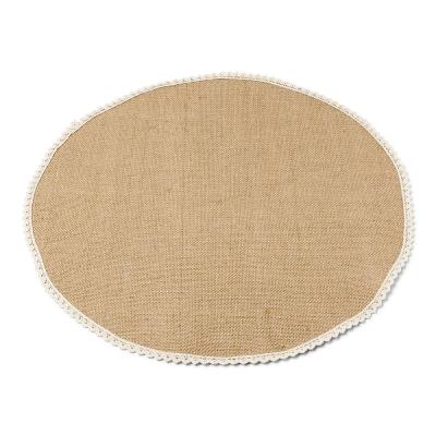 China 2020 Hot Sale Nature Viable Jute Environmental Material Around Printing Jute Cotton Lace Place Mat for sale