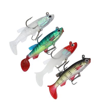 China Lure 9cm/14g High Quality PVC Swim Shad Lead Lure T Kit Tails 5 Colors Minnows For Sale for sale