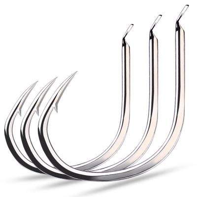 China 10pcs/bag High Carbon Steel 1/0#-6/0# Fishing Single Hook High Carbon Steel Barbed Hooks For Saltwater Freshwater for sale