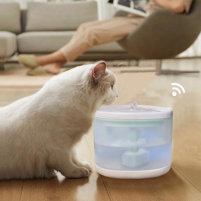 China New Design WiFi Tuya Pet Drinking Water Dispenser Viable Remote Control Water Fountain With Light Pump Obvious Water Level for sale