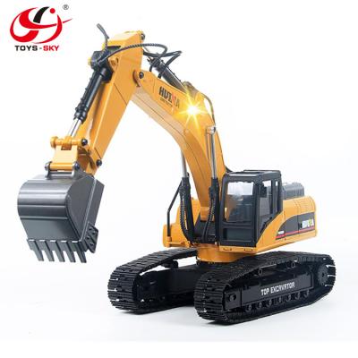 China Hot Sale HUINA 1580 RC Hobby 580 Full Hydraulic 1:14 Metal RC Excavator ELectric Pickup Car Big for sale