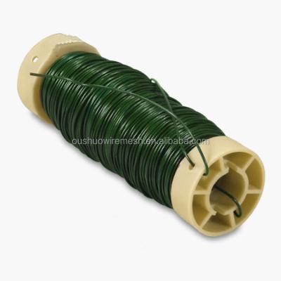 China Malleable Green Painted Artificial Florist Wire On Plastic Spool for sale