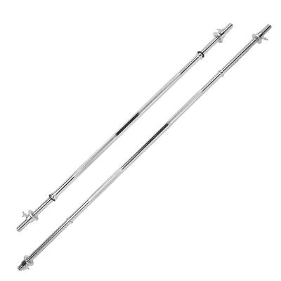 China One Inch Barbell Bar Weightlifting Standard Weightlifting Diameter Threaded Chrome Barbell With Lock Star Collars Bar for sale