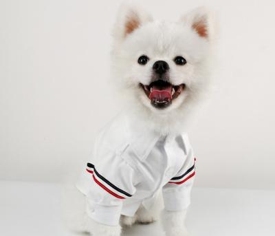 China New Sustainable Dog Clothes Pet Stripped Simple White Gray Black Dog Shirt Spring Thin Shirt And Summer Dog for sale