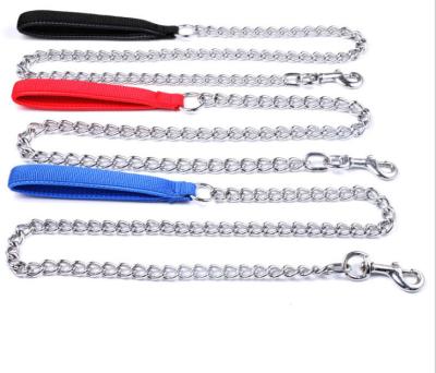 China 120cm Stainless Steel Iron Dog Chain Leash Fashion Bubble Handle Stocked Colorful Dogs Lead Leash Three Colors for sale