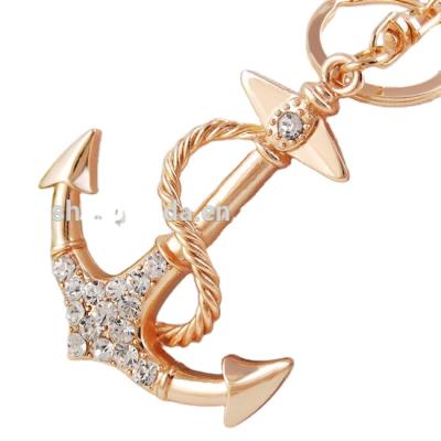 China Wholesale Metal Anchor Shaped Key Chain With Crystal for sale