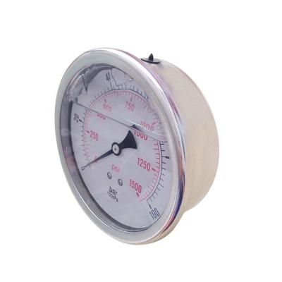 China SS304 China Manufacturer Liquid Stainless Steel Psi Bars Hydraulic Filled Oil Pressure Gauge for sale