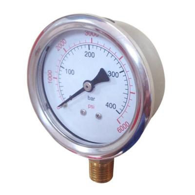 China SS304 Stainless Steel 304 Bourdon Tube Boiler Liquid Filled Pressure Gauge for sale