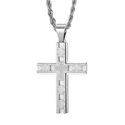 China 2023 New Arrived High Quality CLASSIC Stainless Steel Cross Necklace With Diamond And Chain For Europe Market for sale