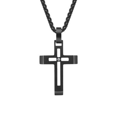 China 2023 Hot Selling CLASSIC Display Stands in China Wholesale Stainless Steel Gemstone Hollow Cross Necklace with Low MOQ for sale