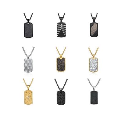 China Alin Top Fashion Discount Stainless 304 Vintage Dogtag Steel Pendant IP Plating High Quality Necklace For Men Jewelry Wholesale for sale