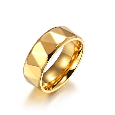 China CLASSIC Alin Simple Tungstem Pattern PVD Gold Plated Shiny Stainless Steel Surface Stainless Steel Rings For Men for sale