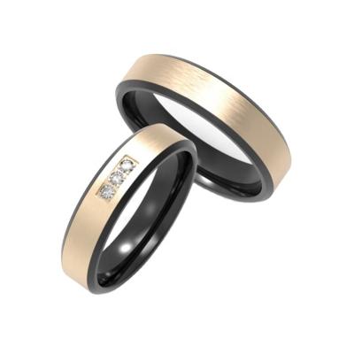 China Alin's Women's and Men's Full Stainless Steel CLASSIC Crystal Wedding Ring Set Non Fading Stainless Steel for sale