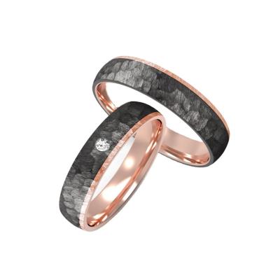 China 6MM Width Unique Pattern CLASSIC 14K Brushed Matt Surface Black Titanium Gold Wedding Band Rings for sale