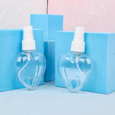 China 50ml 60ml eco-friendly heart shaped purfume body mist sprayers bottles cute petg with cap for sale