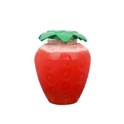 China NEW STYLE Plasic 500ml fruit strawberry shape transparent empty boba juice bottle pet eco-friendly for sale