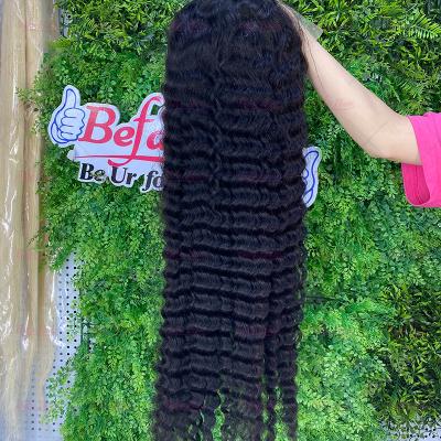 China Swiss Lace 8-40 Inch HD Transparent Swiss Lace Front Wig With Baby Hair Deep Wave Human Hair Wig for sale