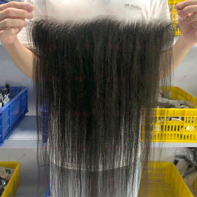 China Wholesale Transparent Swiss Lace Front Virgin Cuticle Aligned Glueless Hair 13X6 Hd Lace Front Headbands Silky Straight Wave for sale