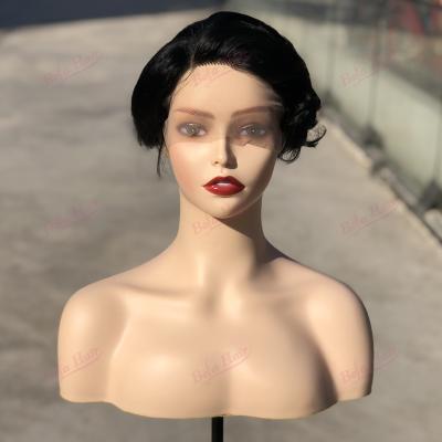 China Lead Pixie Cut Wigs, Short Pixie Human Hair Lace Front Pixie Curl Virgin Hair Short Wigs For Black Women for sale