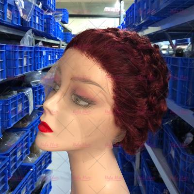 China Wholesale Pixie Curl 9a Grade Human Hair Virgin, Curly Cuticle Aligned Lace Front Wig, 8 Inches Pixie Hair Hair for sale