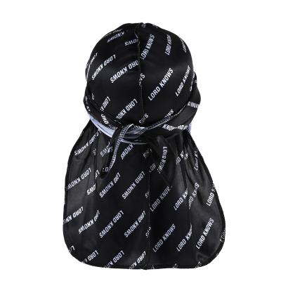 China New Wholesale Seller Silky Slippery Printing Luxury Silky Durags LOW MOQ Satin Durags Long Ties Designer Silk Durags For Men for sale