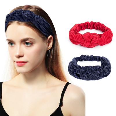 China Fashion Hair Accessories Wholesale Soft Yoga Braid Hair Band Turban Head Wrap Tied Knotted Headband For Women for sale