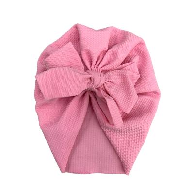 China Cozy Baby Turban Hat With Hospital Top Newborn Hat Baby Turban Bow Knot Hat Pink Infant Gift for sale