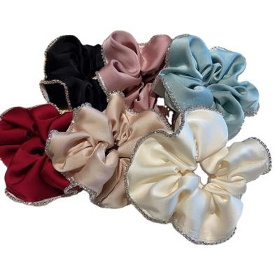 China Custom Canvas Multi Color Scrunchie Rhinestone Cotton and Silk Scrunchies Glitter Luxury Diamond Scrunchies for sale