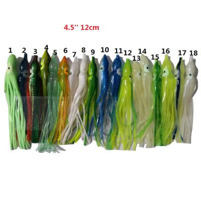 China Eco-friendly Hot Selling Soft Luminous Artificial Squid Skirt 5pcs Octopus Fishing Lure for sale