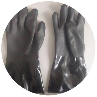 China Long Sleeve Heavy Duty Rubber Coated PVC Glove Oil Gloves Wholesale Glove for sale