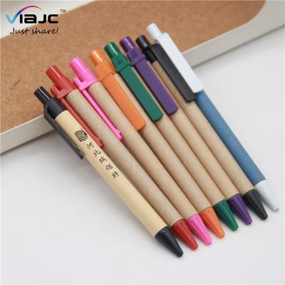 China Office Kraft Paper ECO Pen Roller Barrel 0.7mm Refill Native Color With Custom Logo As Promotional Giveaway Gifts for sale