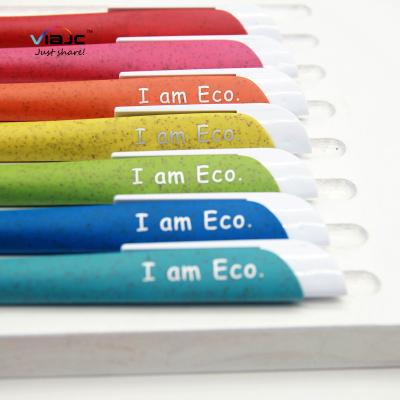 China Pen New design eco wheat straw promotional pen with matte finish reduce life plastic low carbon ball pen for sale