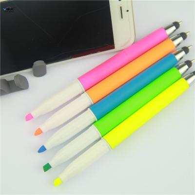 China Promotional Pen Phone Holder Special Design Good Quality Pen Plastic Stylus Ball Pen Universal With Highlight Bar for sale