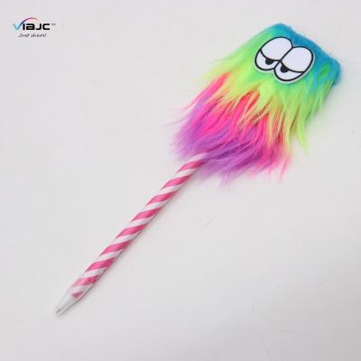 China Designer Party Cheap Colorful Face Feather Funny Novelty Ballpoint Pen For Gift for sale