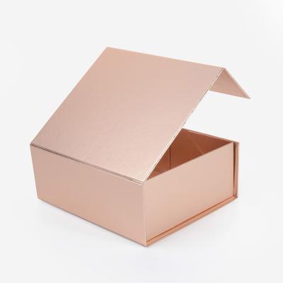 China Handmade Luxury Magnetic Collapsible Rigid Cardboard Storage Rectangle Gold Folding Packaging Gift Box for sale