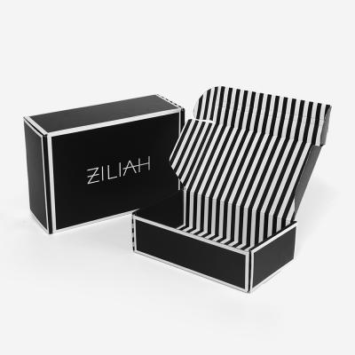 China Wholesale Design Recyclable Black Logo Cardboard Carton Shipping Mailer Box Clothes Set Shipping Corrugated Paper Box Packaging for sale