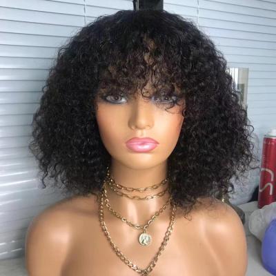 China Curly With Bang IN BOB Curly Wigs Wholesale African American Full Stock Cheap Machine Made Pixie Curl Hair Wig With Bang for sale