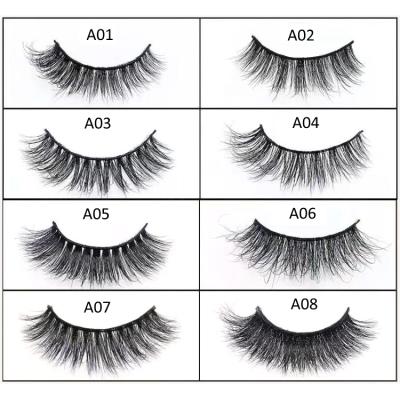 China 3D Mink Stock Private Label Mink Fur Hair Cotton Hand Made Strips Lashes Seller 3D Eyelash 25mm for sale