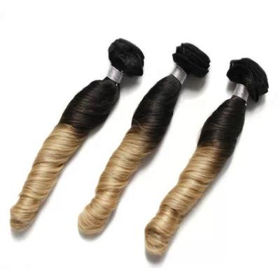 China Wholesale Brazilian Curly Hair Extensions Dark Roots Blonde Colored Ombre Two Tone Virgin Brazilian Hair Bundles for sale