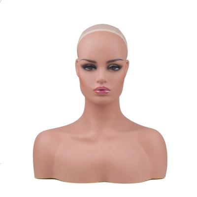 China Mannequin head actions ready to ship PVC shell foam filling wig display mannequin head with shoulder for sale