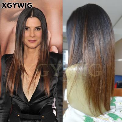 China T1B/4 Stream Silky Straight Ombre Two Tone Colored Celebrity Glueless Virgin Hair Silk Top Full Lace Wigs for sale