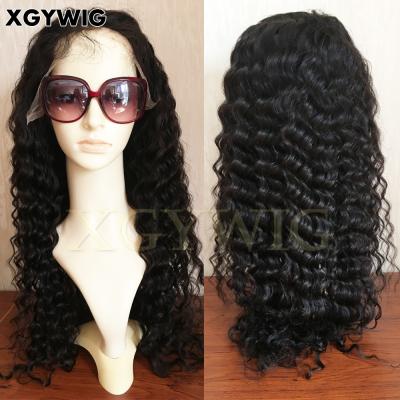 China Current Wholesale Overnight Shipping Indian Remy Human Hair Glueless Pineapple Wave Loose Curly Full Lace 100% Silk Top Wig for sale