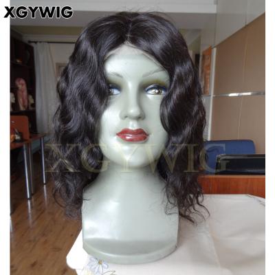 China Body Wave Stock 100% Virgin Remy Hair Pre Plucked Hairline Overnight Shipping Natural Black Color Body Wave Full Lace Wigs For Men for sale