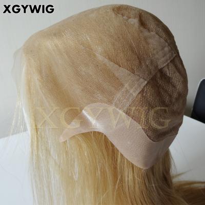 China Wholesale 100% Virgin Brazilian Silky Straight Transparent PU Lace Front Wig Full Sides Honey Blonde Human Hair Full Lace Wig for sale