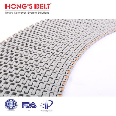 China HS-300B-HD Ambient: Popular curved modular plastic conveyor belt for the food packaging and bakery industry for sale