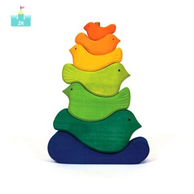 China Wooden Toy Rainbow Building Blocks Educational Rainbow Stacker Stacking Toys for sale