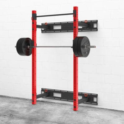 China BunnyHi JSJ029 Custom Indoor Home Adjustable Wall Mounted Foldable Half Folding Squat Cage Smith Machine Rack Gym Squat Stand for sale